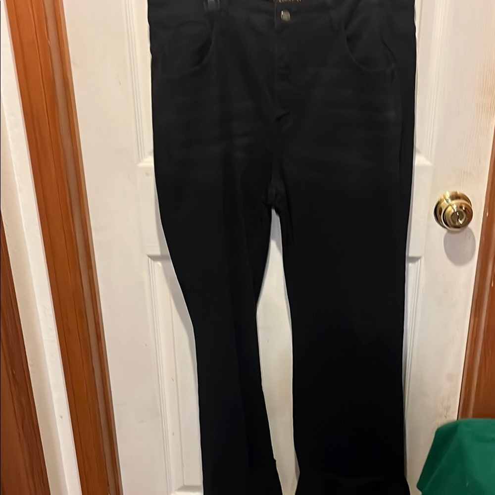 Women with Control Black Flare Wide Leg Jeans